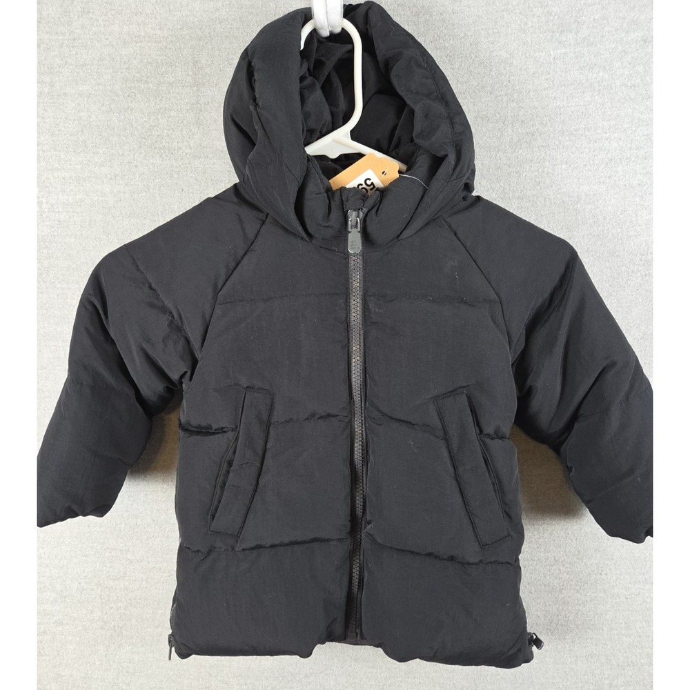 ZARA Baby 12-18 Mos Down Puffer Jacket Hooded Black Full Zip Winter Ski Coat